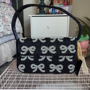T.J.Maxx Black and Crystal Bow Shoulder Bag